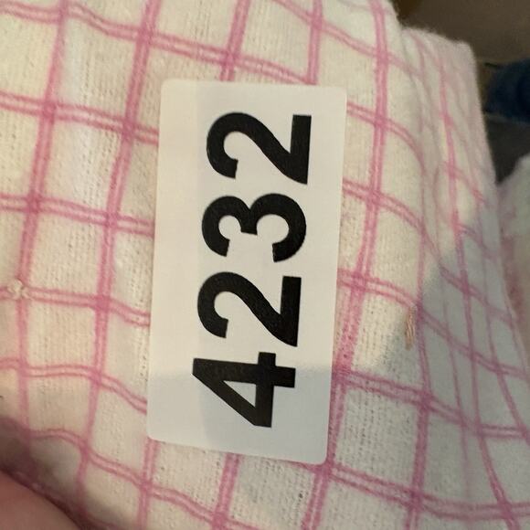 Vtg Homemade Patchwork Cotton Baby Quilt 28x21”‎ Scalloped Edge Eyelet Lace Trim - Picture 13 of 13